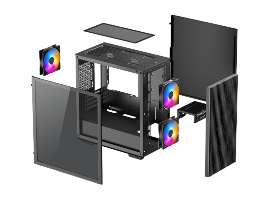 DEEP COOL MATREXX 40 3FS MATX pannello laterale in vetro temperato 3 ventole LED tricolore da 120 mm pannello superiore e pannello frontale in rete DEEP COOL MATREXX 40 3FS MATX pannello laterale in vetro temperato 3 ventole LED tricolore da 120 mm pannello superiore e pannello frontale in rete